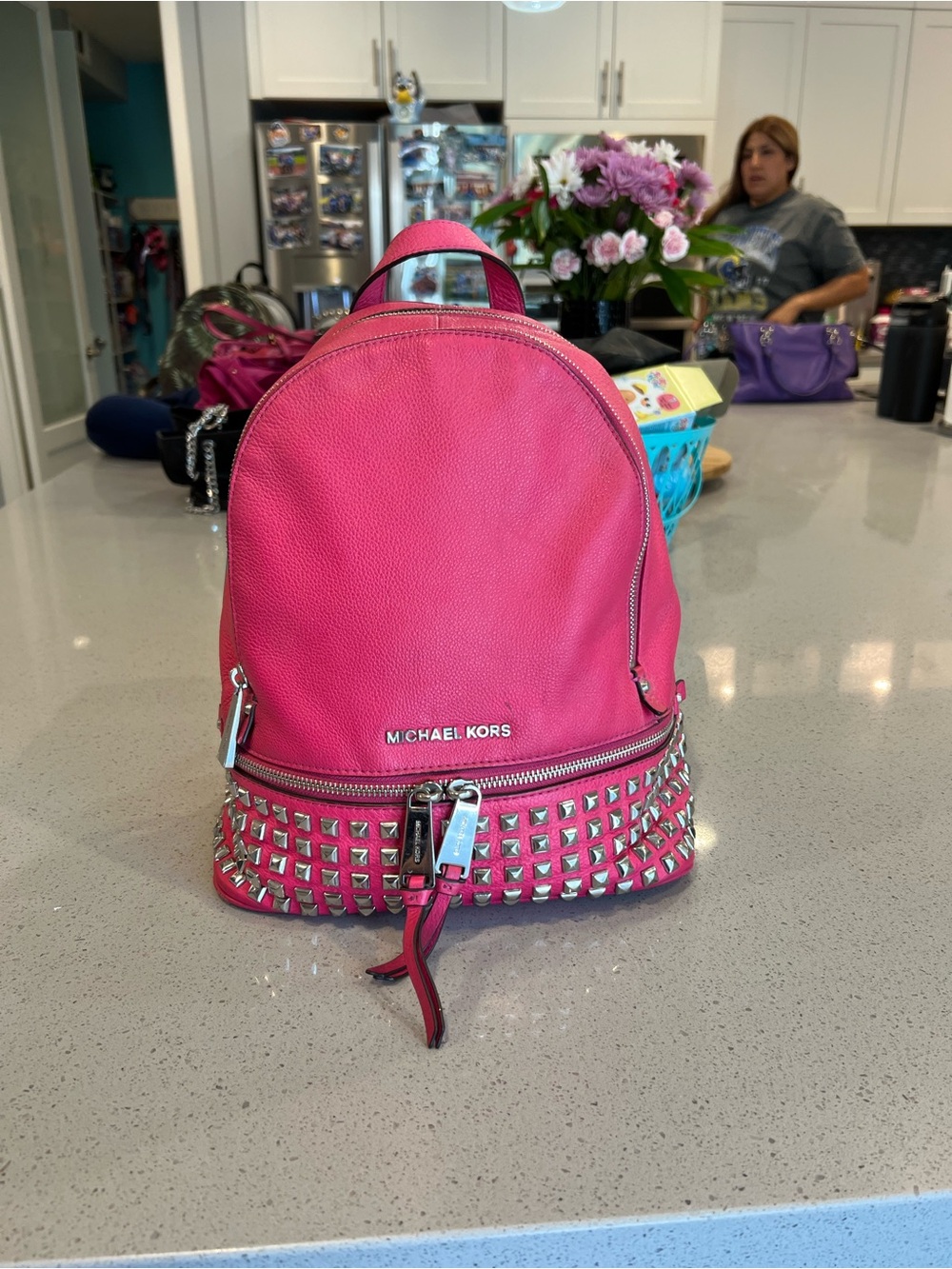 Michael Kors Rhea Studded Leather Backpack